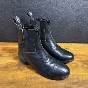 Saxon Syntovia Black Front Zip Paddock Boots Equestrian Horseback Riding US 5